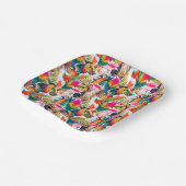 Assiettes En Carton Feuilles de perroquets et palmiers (Angulaire)