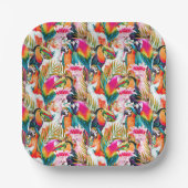 Assiettes En Carton Feuilles de perroquets et palmiers (Recto)