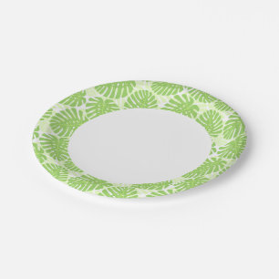 Assiettes En Carton Feuilles De Plante Tropical - Monstera Motif