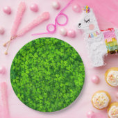 Assiettes En Carton Feuilles de trèfle vert avec gouttes d'eau (Fête)