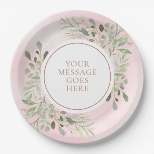 Assiettes En Carton Feuilles de verdure en or rose pour célébration