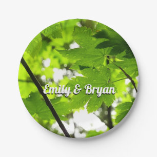 Assiettes En Carton Feuilles d'érable avec Raindrops