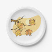 Assiettes En Carton Feuilles d'érable d'automne avec Branches et couch (Devant)