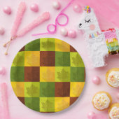 Assiettes En Carton Feuilles d'érable d'automne, brun, or, vert (Fête)