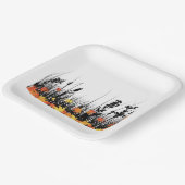 Assiettes En Carton Feuilles d'érable d'automne et silhouette d'herbe (Angulaire)