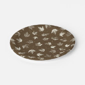 Assiettes En Carton Feuilles d'érable d'automne sur brun - motif sans (Angle)
