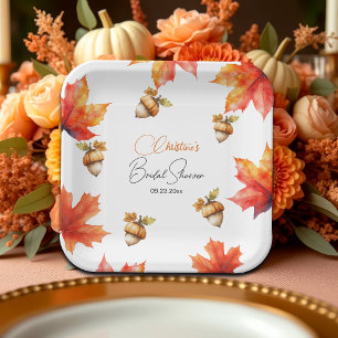 Assiettes En Carton Feuilles d'érable et glands Shower de Mariée