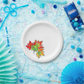 Assiettes En Carton Feuilles d'érable multicolores (Fête)