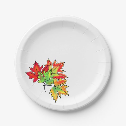 Assiettes En Carton Feuilles d'érable multicolores (Devant)