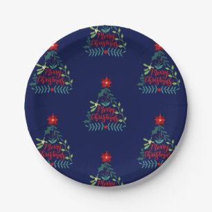 Assiettes En Carton Feuilles du feuillage de Noël