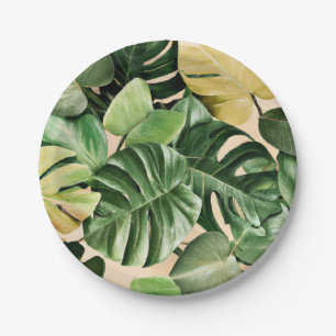 Assiettes En Carton Feuilles florales/hawaïennes/tropicales