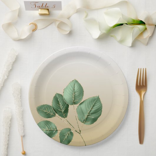 Assiettes En Carton Feuilles Mariages d'or (Mariage)