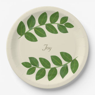 Assiettes En Carton Feuilles modernes Green Laurel