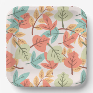 Assiettes En Carton Feuilles multicolores