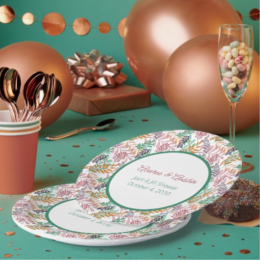 Assiettes En Carton Feuilles multicolores Jack et Jill Shower (Multi)