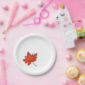 Assiettes En Carton Feuilles rouges, feuilles d'érable, couleurs d'aut (Fête)