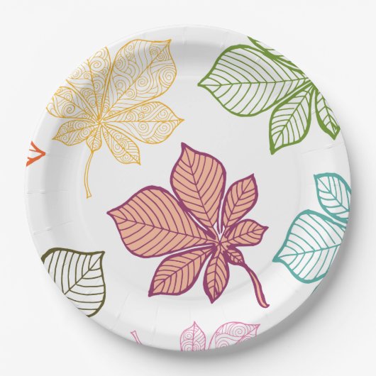 Assiettes En Carton Feuilles stylisés 8 (Devant)