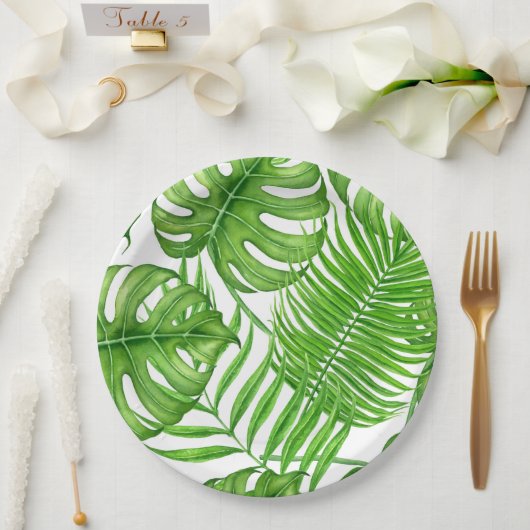 Assiettes En Carton Feuilles tropicaux (Mariage)