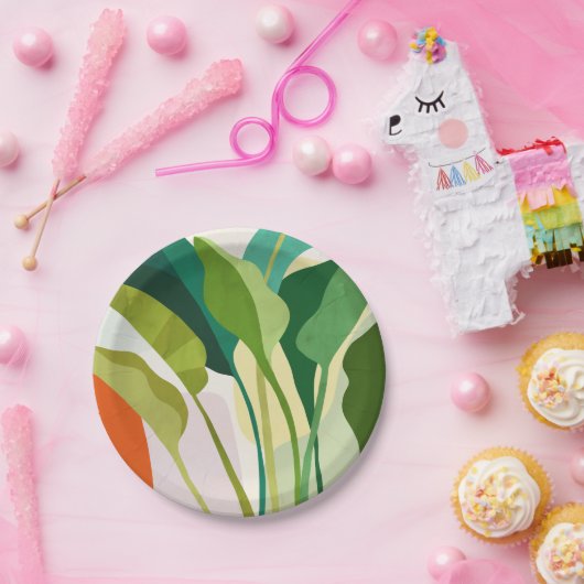 Assiettes En Carton Feuilles tropicaux (Fête)