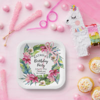 Feuilles tropicaux | Fête d'anniversaire rose