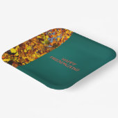 Assiettes En Carton Feuilles Turquoises sombres Thanksgiving Friendsgi (Angulaire)