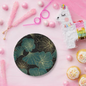 Assiettes En Carton Feuilles verts or (Fête)