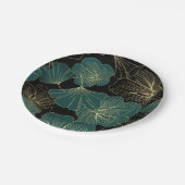 Assiettes En Carton Feuilles verts or (Angle)