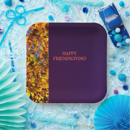 Assiettes En Carton Feuilles violets foncés Thanksgiving Friendsgiving (Fête)