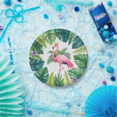 Assiettes En Carton Feuillus | Élégant Flamant rose rose Couronne Trop (Fête)