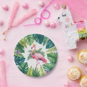 Assiettes En Carton Feuillus | Élégant Flamant rose rose Couronne Trop (Fête)