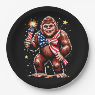 Assiettes En Carton Feux d'artifice Bigfoot 4 juillet Sasquatch États-
