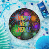 Assiettes En Carton Feux d'artifice + BONNE ANNÉE de spectre (Fête)