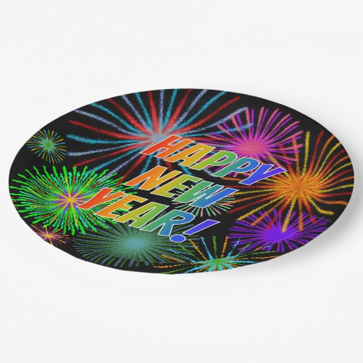 Assiettes En Carton Feux d'artifice + BONNE ANNÉE de spectre (Angle)