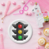 Assiettes En Carton Feux de circulation Signal rouge jaune vert (Fête)