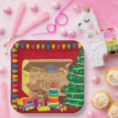 Assiettes En Carton Feux de Noël et boîte à jouets (Fête)