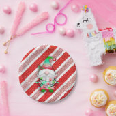 Assiettes En Carton Feux de Noël Gnome sur Parties scintillant de Sucr (Fête)