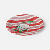 Assiettes En Carton Feux de Noël Gnome sur Parties scintillant de Sucr (Angle)