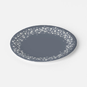 Assiettes En Carton Feux de Noël gris bleu