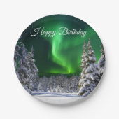 Assiettes En Carton Feux nordiques en hiver (Devant)