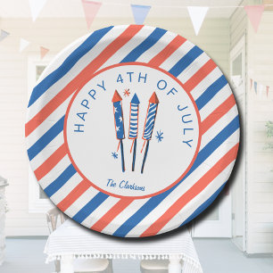 Assiettes En Carton Feux vintages et rayures 4 juillet