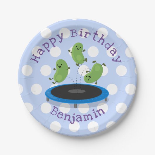 Assiettes En Carton Fèves mignonnes saut trampoline dessin animé illus (Devant)