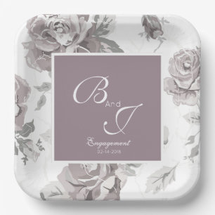 Assiettes En Carton Fiançailles rose rose poussiéreux