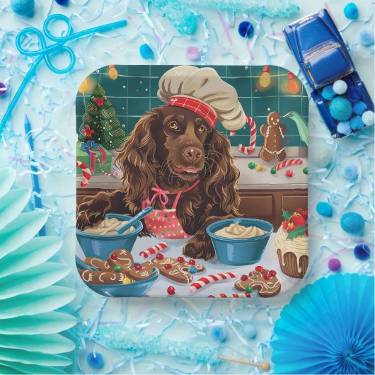 Assiettes En Carton Field Spaniel Gîtes : Festive Noël (Fête)