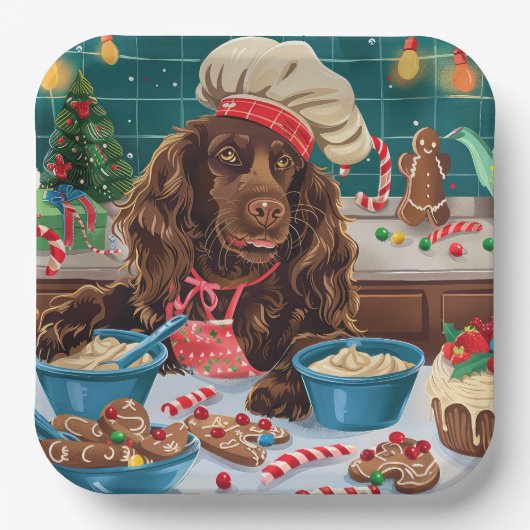 Assiettes En Carton Field Spaniel Gîtes : Festive Noël (Recto)