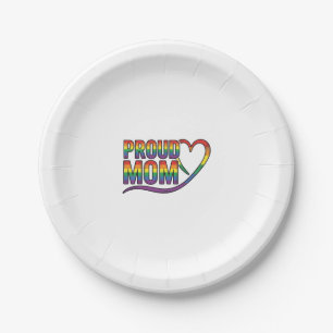 Assiettes En Carton Fière Maman Cœur Arc-en-ciel Gravure Vintage Desig