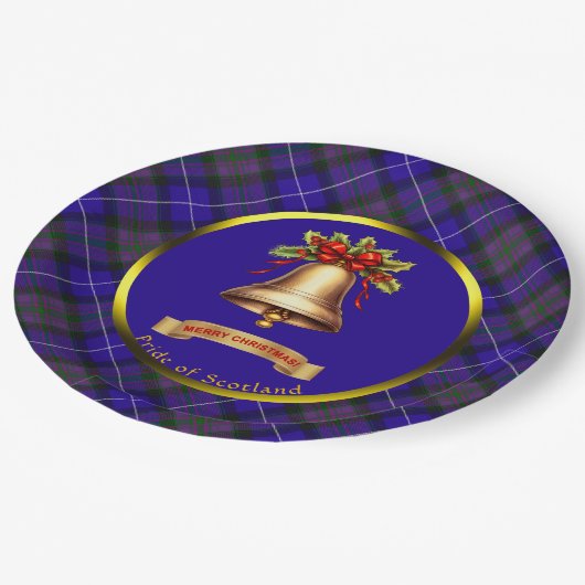 Assiettes En Carton Fierté écossaise Tartan Noël personnalisé (Angle)