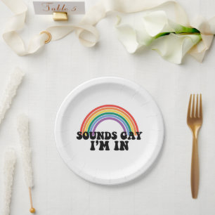 Assiettes En Carton Fierté gay LGBT Arc-en-ciel Sons Gay Je suis dedan
