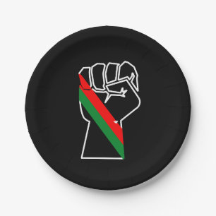 Assiettes En Carton fierté noire drapeau rouge vert poing panafricain