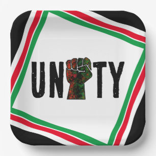 Assiettes En Carton fierté noire drapeau rouge vert poing panafricain