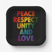 Assiettes En Carton Fierté Paix Respect Unité Et Amour (Recto)